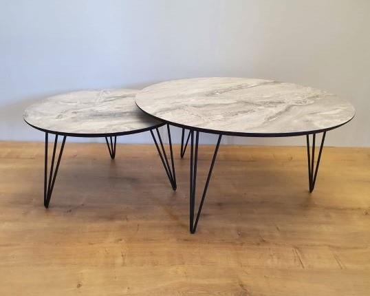 שולחן סלוני סט שולחנות עגולים דגם Marbel - + HOME