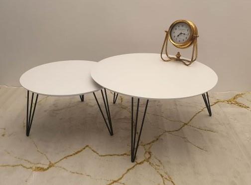 שולחן סלוני זוג שולחנות עגולים דגם White - + HOME