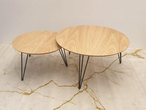שולחן סלוני סט שולחנות עגולים אלון טבעי - + HOME