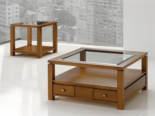 שולחן סלון מעץ בשילוב זכוכית - DUPEN (דופן)