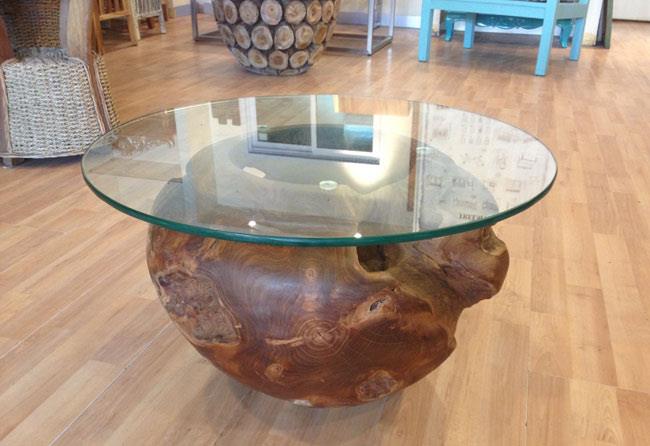 שולחן זכוכית ועץ - Treemium - חלומות בעץ מלא