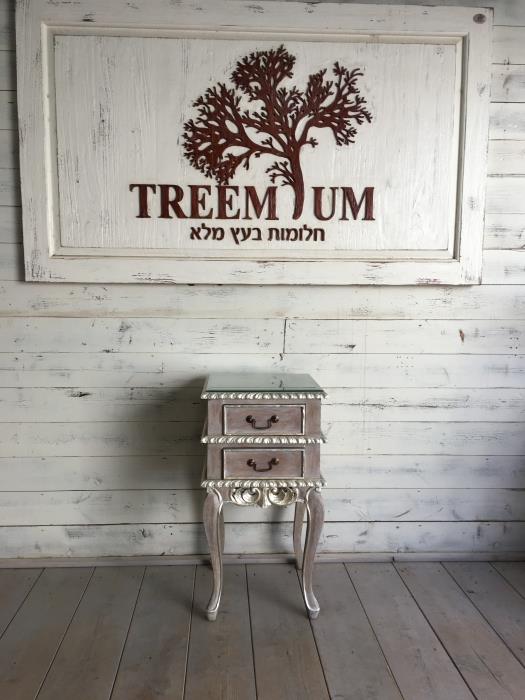 שידה קטנה בגימור כסף - Treemium - חלומות בעץ מלא