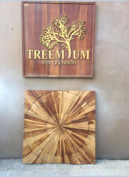 תמונת קיר מרובעת עץ טיק - Treemium - חלומות בעץ מלא