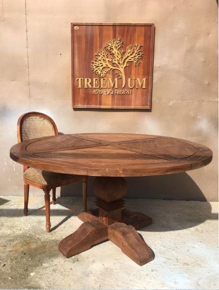 שולחן עגול כפרי עץ ממוחזר - Treemium - חלומות בעץ מלא