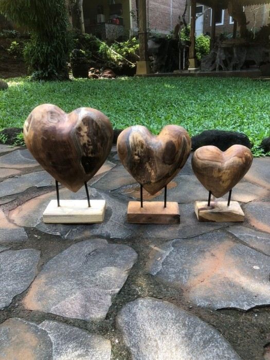 סט לבבות מעץ טיק - Treemium - חלומות בעץ מלא