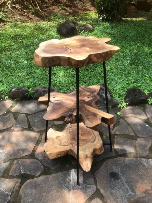 סטנד פלחי טיק בשילוב ברזל שחור - Treemium - חלומות בעץ מלא