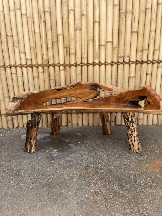 ספסל שורש טיק דגם J - Treemium - חלומות בעץ מלא