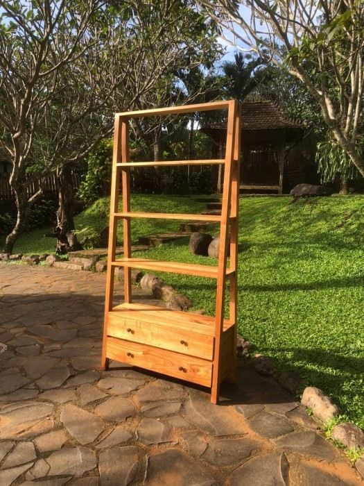 ספריית מדפים 2 מגירות עץ מלא - Treemium - חלומות בעץ מלא