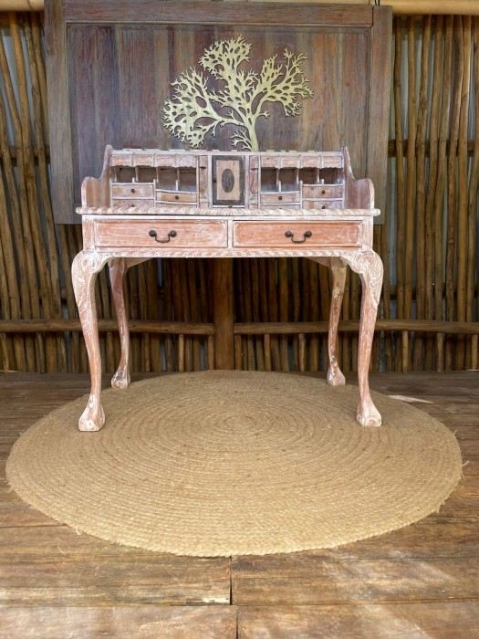 שולחן כתיבה כפרי עץ מלא בגימור white wash rustic - Treemium - חלומות בעץ מלא