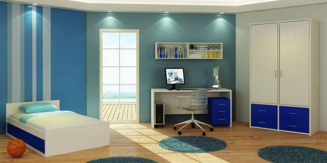 חדר נוער בגווני כחול בעיצוב ניצן הורוביץ עבור רהיטי דורון