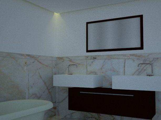 חדר אמבטיה מרווח עם שני כיורים לנוחיות מירבית