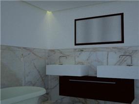 חדר אמבטיה מרווח עם שני כיורים לנוחיות מירבית