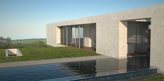 חזית בית פרטי עם בריכה בתכנון אדריכל יואב אנדרמן