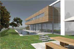 הדמיית מחשב חזית בית בתכנון אדריכל יואב אנדרמן