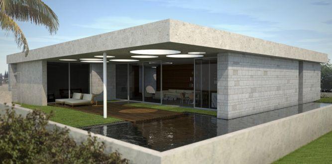  הדמיית מחשב חזית בית בתכנון אדריכל יואב אנדרמן