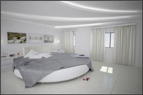 עיצוב חדר שינה הכולל מיטה מפוארת וייחודית, סיגלית פרץ - אדריכלות ועיצוב פנים
