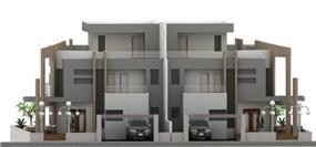 הדמיית חזית בית גדול עם שני חניות בתכנון מחמאיד רסלאן