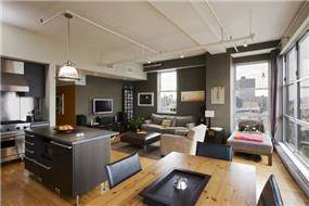 עיצוב חדר מגורים, מטבח ופינת אוכל, בסגנון מינימליסטי מודרני במנהטן- אטלס דרור אדריכלות ועיצוב