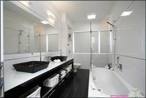 עיצוב חדר אמבטיה  בשחור לבן אמבטית אורחים