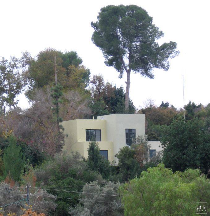 בית פרטי בסגנון מודרני רך, טובל בסביבה ירוקה.