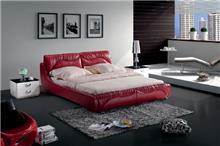 מיטה אדומה דמויית עור