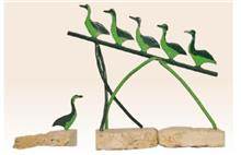 פסל ציפורים ירוקות מבית ראובן גפני - Reuven Gafni