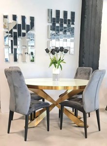 שולחן פינת אוכל נאפולי בסיס זהב מבית רקפת ספיר-רשת חנויות לעיצוב הבית