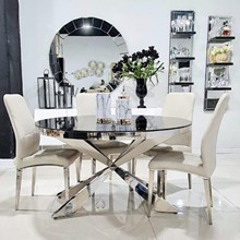 שולחן פינת אוכל נאפולי בסיס כסוף קוטר 130 ס"מ - רקפת ספיר-רשת חנויות לעיצוב הבית