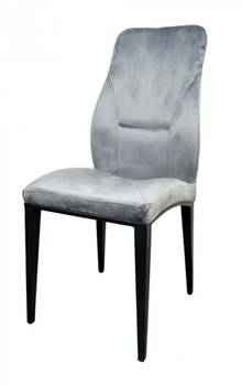 כיסא בריסל עם בסיס מתכת ריפוד אפור קטיפה