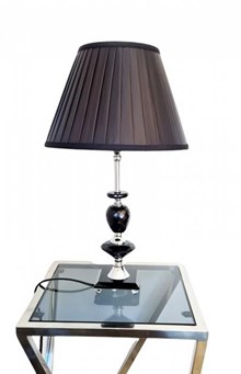 מנורה שולחנית קריסטל בסיס שחור דגם 10-2 אהיל שחור