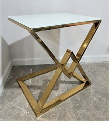 שולחן צד דגם טריקסי בסיס נירוסטה זהב