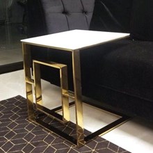 שולחן צד דגם אלסקה זהב לבן - רקפת ספיר-רשת חנויות לעיצוב הבית