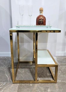 שולחן צד דגם ניק זהב לבן