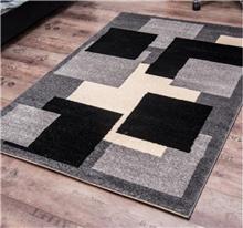 שטיח ריאליטי ריבועים אפור שחור לבן