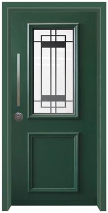 דלת כניסה פנורמי ירוק - דלתות אלון