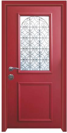 דלת כניסה פנורמי אדום - דלתות אלון