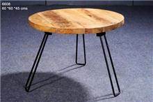 שולחן סלון עגול עץ וברזל