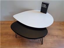 שולחן סלוני סט שולחנות A750 בצבע לבן ושחור - + HOME