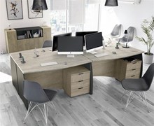 שולחן כתיבה עם מגירות-שולחן אסטיל אפור ועץ אלסקה
