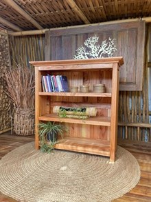 ספרייה עץ מלא בגימור טבעי